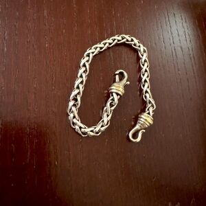 David Yurman 6 mm Wheat Link Bracelet Sterling Silver 14K Yellow Gold 7.5 in